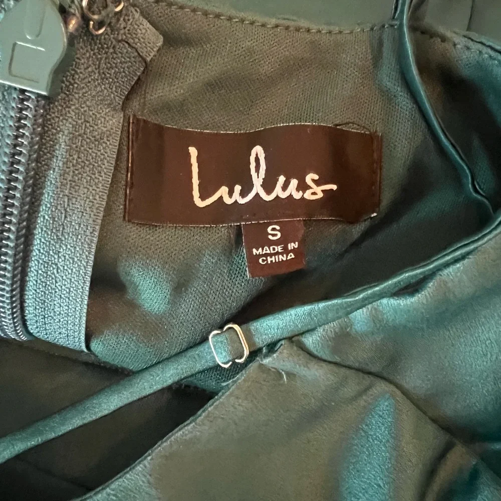 Lulus Truly Loved Teal Satin Skater‎ Dress Size S